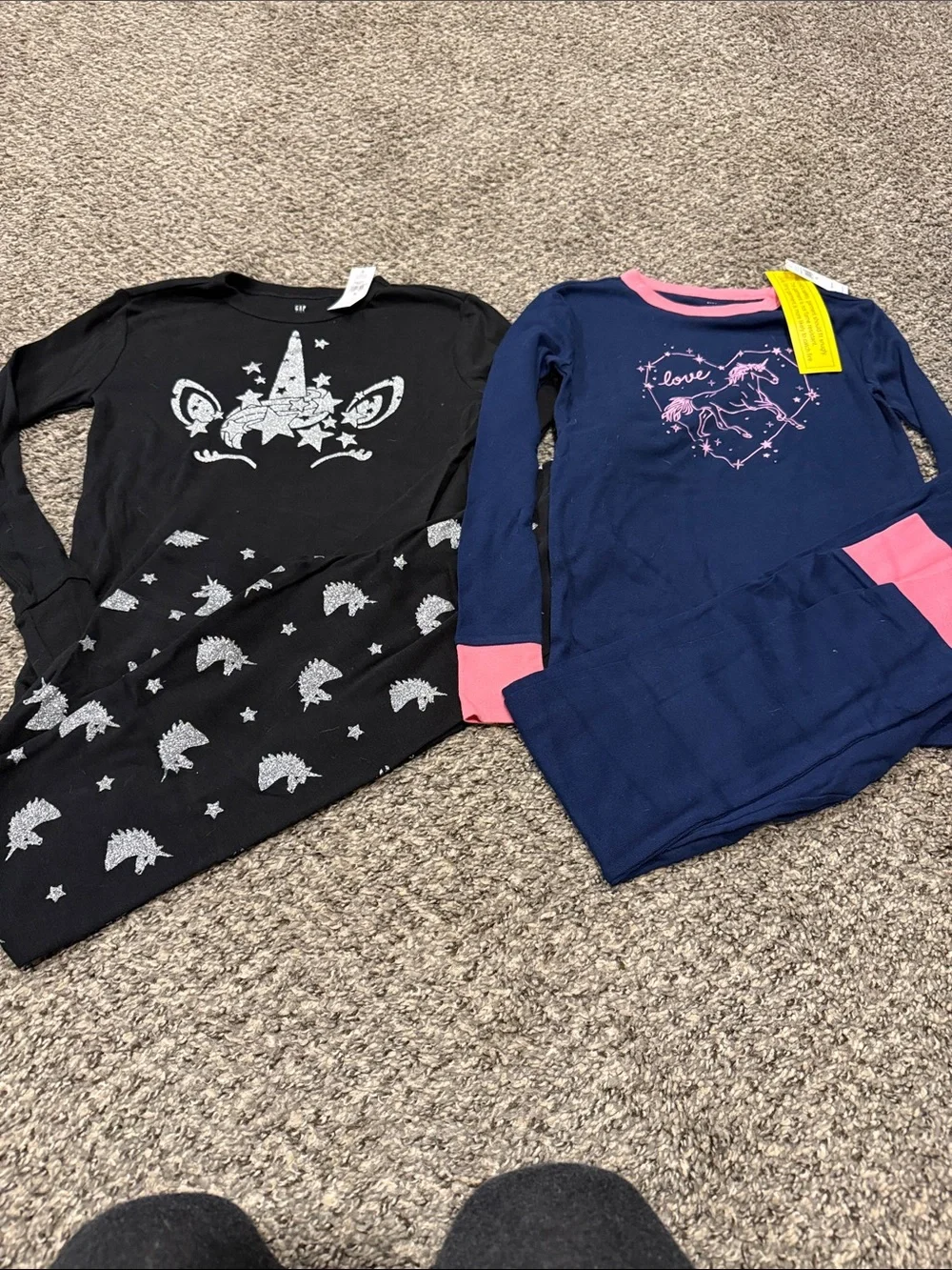 GAP Kids Unicorn Pajama Set - Navy & Black with Pink Trim